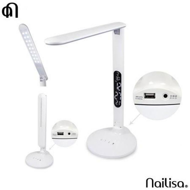 Lampe LED de table blanche avec horloge - Nailisa - photo 7